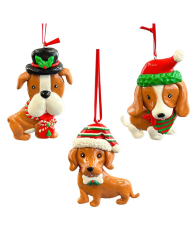 Decoro cagnolini con cappello, 3 modelli assortiti (il prezzo fa riferimento al singolo pezzo) Decoro cagnolini con cappello, 3 modelli assortiti (il prezzo fa riferimento al singolo pezzo)