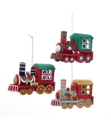 Decoro treno glitterato, 12 cm, 3 modelli assortiti (il prezzo fa riferimento al singolo pezzo) Decoro treno glitterato, 12 cm, 3 modelli assortiti (il prezzo fa riferimento al singolo pezzo)