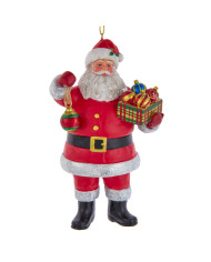 Babbo natale da appendere con doni, in resina, h. 10 cm