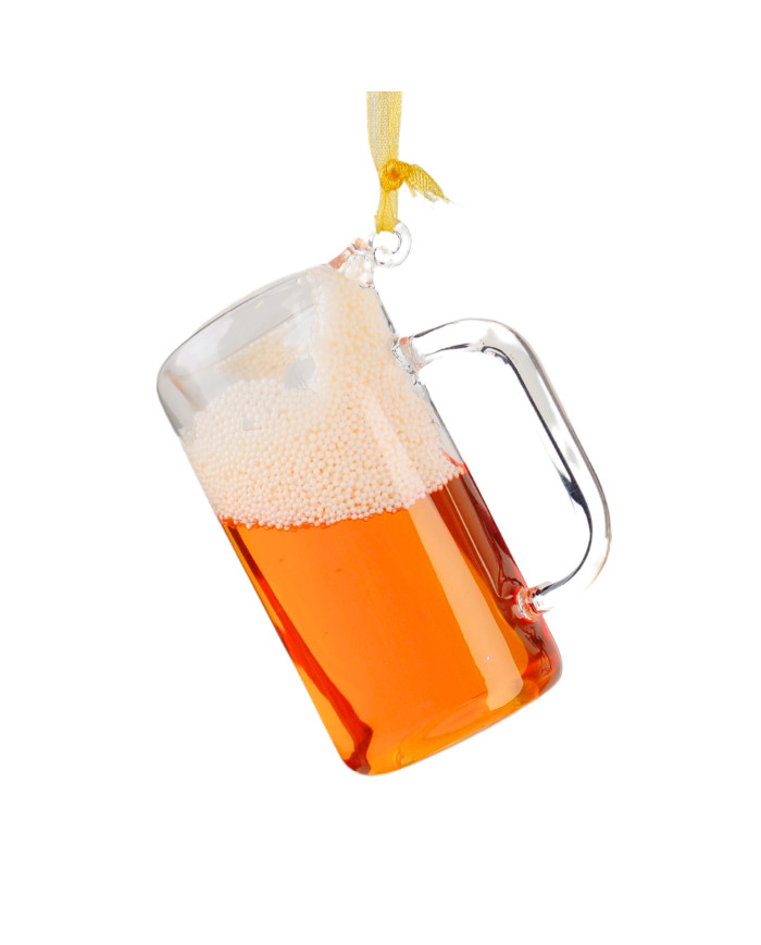 decoro birra da appendere, vetro, h. 7 cm