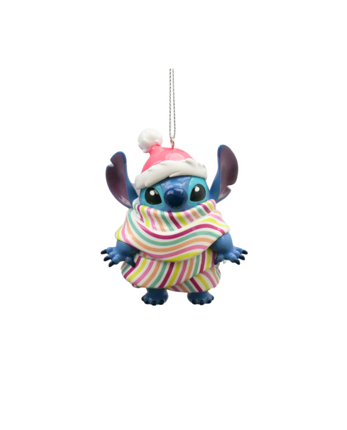 Decoro Stich con cappello natalizio e sciarpa Decoro Stich con cappello natalizio e sciarpa