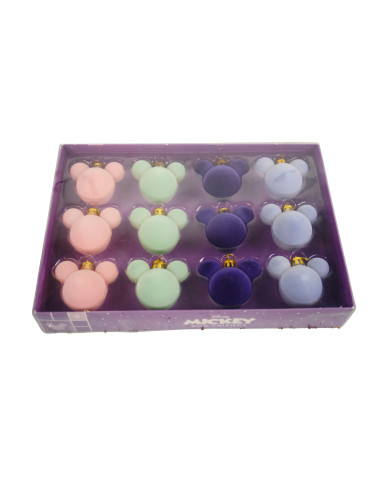 Confezione 12 pz sfere piccole con orecchie, velluto Confezione 12 pz sfere piccole con orecchie, velluto