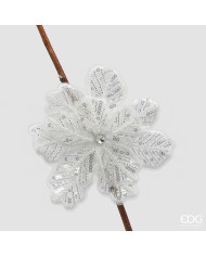 Gerbera paillettes con clip, diametro 18 cm col. bianco/argento