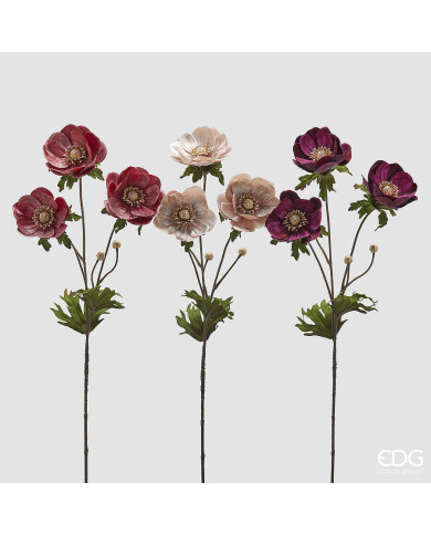 Anemone velluto ramo con foglie  3 fiori h. 80 cm mix di rosa (il prezzo fa riferimento al singolo ramo) Anemone velluto ramo con foglie  3 fiori h. 80 cm mix di rosa (il prezzo fa riferimento al singolo ramo)