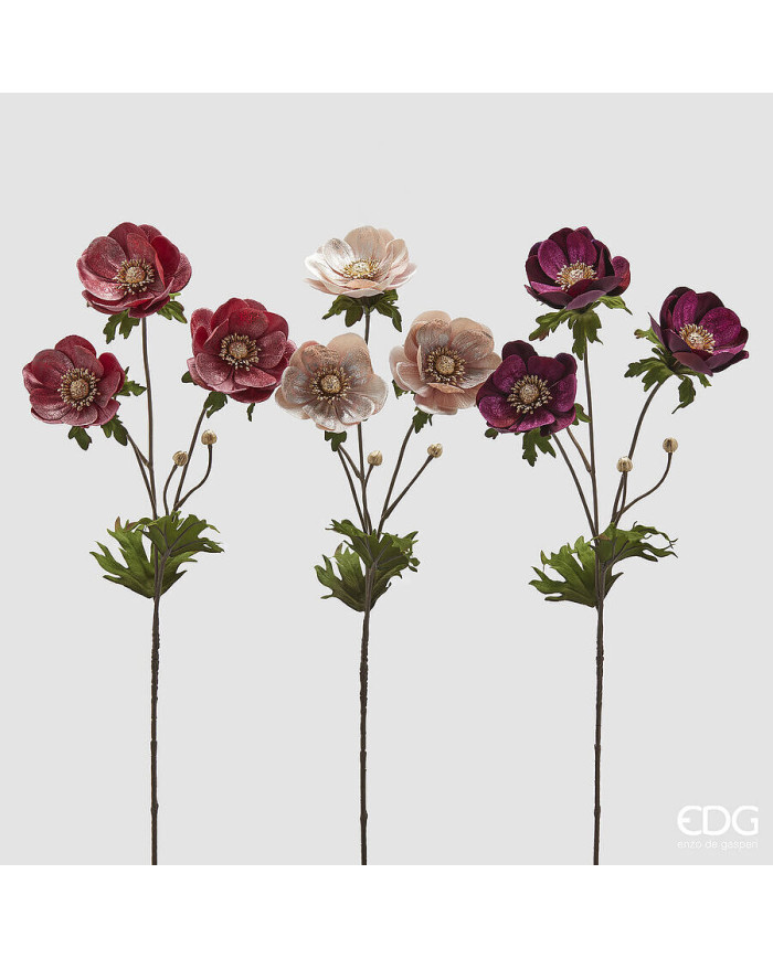 Anemone velluto ramo con foglie  3 fiori h. 80 cm mix di rosa (il prezzo fa riferimento al singolo ramo) Anemone velluto ramo con foglie  3 fiori h. 80 cm mix di rosa (il prezzo fa riferimento al singolo ramo)
