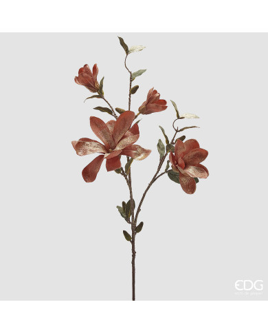 Ramo magnolia con foglie e 4 fiori col. ruggine, h. 90 cm - edg Ramo magnolia con foglie e 4 fiori col. ruggine, h. 90 cm - edg