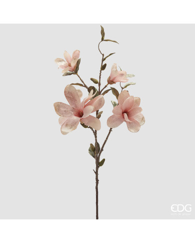 Ramo magnolia con foglie e 4 fiori col. rosa, h. 90 cm - edg Ramo magnolia con foglie e 4 fiori col. rosa, h. 90 cm - edg