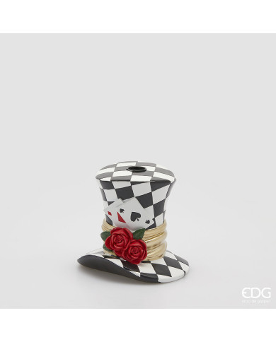 portacandela Cappello , h. 14.5 cm, diam. 16 cm col. bianco/nero - edg portacandela Cappello , h. 14.5 cm, diam. 16 cm col. bianco/nero - edg