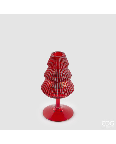 Portacandela pino calice, vetro, h. 16 cm, diam. 8 cm col. rosso Portacandela pino calice, vetro, h. 16 cm, diam. 8 cm col. rosso