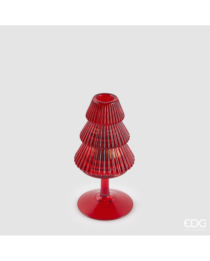 Portacandela pino calice, vetro, h. 16 cm, diam. 8 cm col. rosso Portacandela pino calice, vetro, h. 16 cm, diam. 8 cm col. rosso