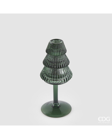 Portacandela pino calice, vetro, h. 19 cm, diam. 8 cm col. verde Portacandela pino calice, vetro, h. 19 cm, diam. 8 cm col. verde