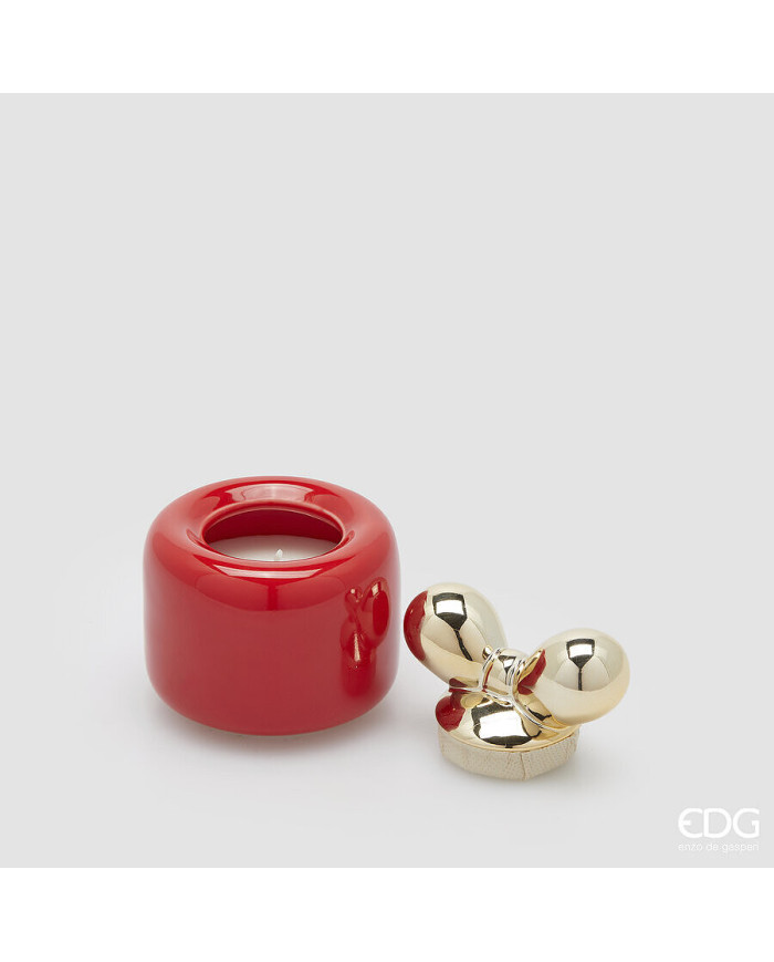 Candela fiocco con profumo, h. 10 cm, diam. 8.5 cm, prof. berry fruit Candela fiocco con profumo, h. 10 cm, diam. 8.5 cm, prof. berry fruit