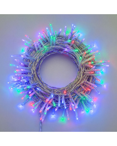 Catena TLG 180 miniled 4+13,1 m., cavo trasparente, telecomando con 8 giochi di luce, per interno/esterno, col. multicolor