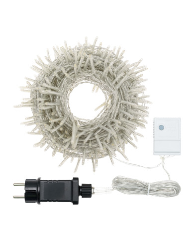 catena XTLG 360 miniled, 4+25.70 cm, cavo trasparente, telec. con 8 giochi di luce,  per uso interno/esterno, col. bianco caldo