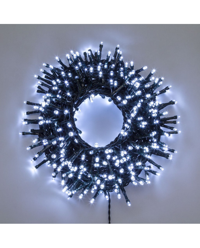 MiniCluster., NTL 2000 led 4+40,5 m, in bobina, telecomando con 8 giochi di luce, per uso interno/esterno, colore: bianco freddo