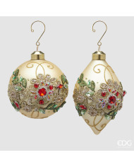 Sfera/fuso Flower, 2m ass., diam. 10 cm, h. 13 cm, vetro, col. oro (il prezzo fa riferimento al singolo pezzo)