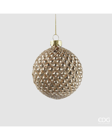 Sfera Rombi, vetro, diam. 8 cm, col. oro chiaro Sfera Rombi, vetro, diam. 8 cm, col. oro chiaro