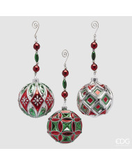 Sfera Astratto, vetro, diam. 10 cm, 3 mod. assortiti, col. verde rosso (il prezzo fa riferimento alla singola sfera)