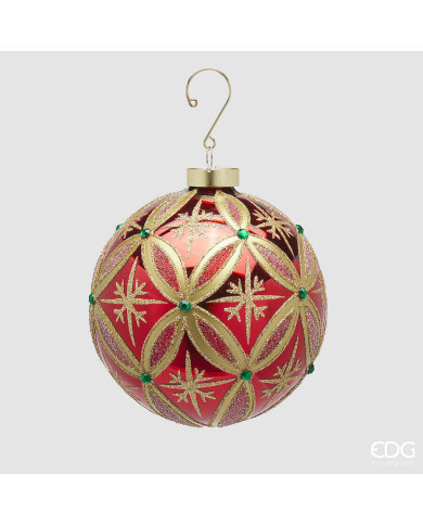 Sfera "rubini", vetro, diam. 12 cm, col. rosso/oro - edg Sfera "rubini", vetro, diam. 12 cm, col. rosso/oro - edg