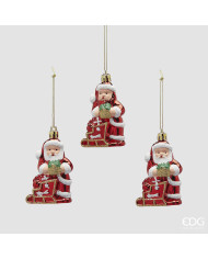 set Addobbo Babbo natale, 3 modelli ass., plastica, h. 8 cm, col. rosso bianco