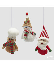 Addobbo babbo uomonee marzapane, tessuto, 3 mod. ass., h. 17 cm col. verde rosso (il prezzo fa riferimento al sing. pezzo)