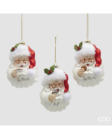 Addobbo babbo natale, vetro, h. 14 cm, col. bianco rosso (il prezzo fa riferimento al singolo soggetto) Addobbo babbo natale, vetro, h. 14 cm, col. bianco rosso (il prezzo fa riferimento al singolo soggetto)