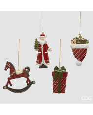 Addobbi xmas double face, resina, 4 modelli ass., h. 10 cm col. verde rosso (il prezzo fa rif. al sing. soggetto)