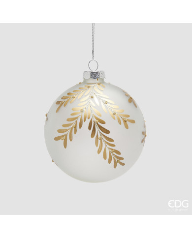 Sfera Vischio, vetro, diam. 10 cm, col. bianco oro Sfera Vischio, vetro, diam. 10 cm, col. bianco oro