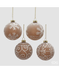 Sfera Marzapane, vetro, diam. 8 cm, col. marrone, 4 mod. ass. (il prezzo fa riferimento al singolo pezzo)