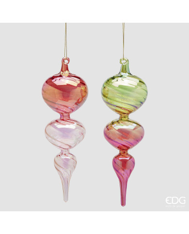 Addobbo fuso multicolor in vetro, h. 23 cm, diam. 7 cm, col. multi (il prezzo fa riferimento al singolo pezzo) Addobbo fuso multicolor in vetro, h. 23 cm, diam. 7 cm, col. multi (il prezzo fa riferimento al singolo pezzo)