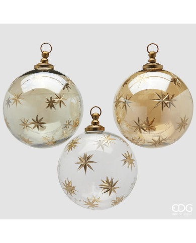 Sfera Astra, vetro, diam. 10 cm, 3 mod. ass. col, oro scuro (il prezzo fa riferimento alla singola sfera) Sfera Astra, vetro, diam. 10 cm, 3 mod. ass. col, oro scuro (il prezzo fa riferimento alla singola sfera)
