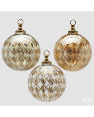 Sfera Blumen , vetro, diam.10 cm, 3 mod. ass. col, oro scuro (il prezzo fa riferimento alla singola sfera)