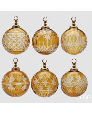 sfera Intagli, vetro, diam. 13 cm, 6 mod. ass., col. ambra (il prezzo fa riferimento al singolo pezzo)