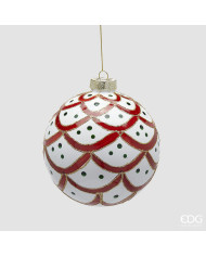 Sfera Balze, vetro, diam. 12 cm, col. rosso bianco