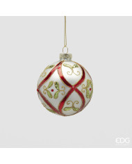 Sfera Intreccio, vetro, diam. 8 cm, col. verde rosso