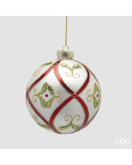 Sfera Intreccio, vetro, diam. 12 cm, col. verde rosso