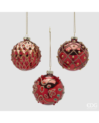 Sfera decomix, vetro, diam. 8 cm, 3 mod. ass., col. rosso oro (il prezzo fa riferimento al singolo pezzo) Sfera decomix, vetro, diam. 8 cm, 3 mod. ass., col. rosso oro (il prezzo fa riferimento al singolo pezzo)