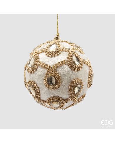 Sfera "gemme", velluto, diam. 10 cm col. avorio - edg Sfera "gemme", velluto, diam. 10 cm col. avorio - edg