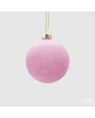 sfera velluto, vetro, diam.8 cm, col. rosa