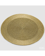 Sottopiatto perle rotondo, col. oro, diam. 36 cm, plastica/tessuto