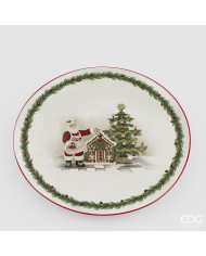 Piatto Xmas tree, rotondo, diam. 25 cm, ceramica/porcellana,  col. verde rosso