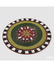 Sottopiatto scacchi rotondo, plastica/tessuto, diam. 36 cm, col. multi