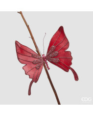 Decoro Farfalla con clip, diam. 23 cm, col. rosso