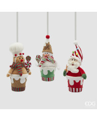 Decoro Babbo uomoneve marzapane, tessuto, 21 cm col. verde rosso (il prezzo fa rif. al singolo articolo)