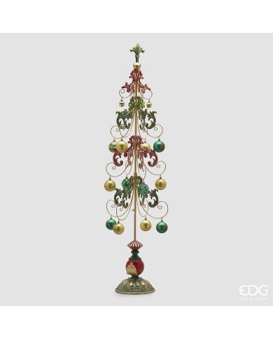 Decoro Albero Xmas, metallo/plastica, h. 125 cm, col. verde rosso Decoro Albero Xmas, metallo/plastica, h. 125 cm, col. verde rosso