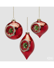 Sfera trottola fuso vintage, vero, diam. 10 cm, h. 15 cm, col. rosso (il prezzo fa riferimento alla singola sfera)