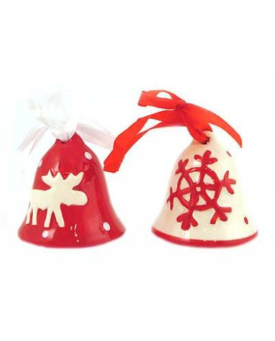 Campanella ceramica 2 mod. ass. col. bianco rosso, 5x5x5 cm (il prezzo fa riferimento al singolo pezzo)