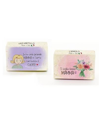 Saponetta profumata "mamma", prof. uva mirtillo o cirmolo , 4.5x7x3 cm (il prezzo fa riferimento al singolo pezzo)