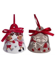 Campana in ceramica renna , bianco/grigia, 4.0x3.5x3.5 (il prezzo fa riferimento al singolo prodotto)