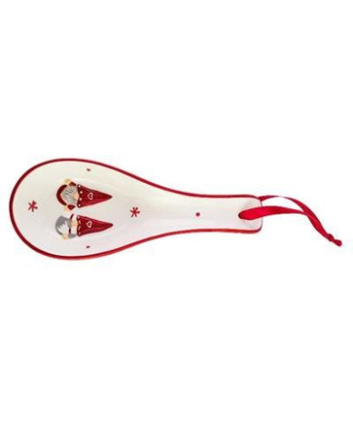 Poggia mestolo ceramica gnomo, 25.5x9.52.0 cm col. bianco rosso